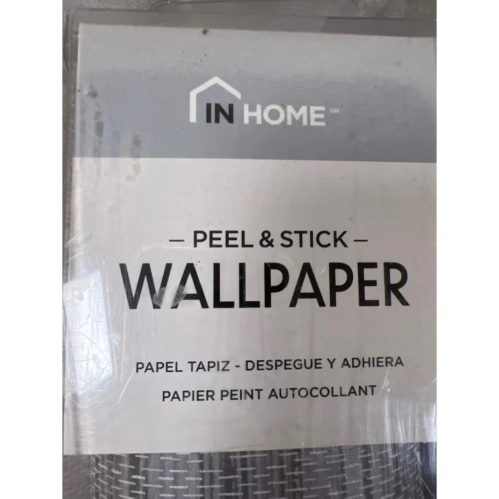 In Home Grey Peel and Stick Wallpaper Harlow Weave pattern20.8in x 18ft‎ 2 Rolls